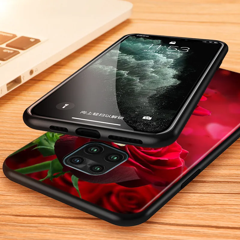 

Rose Retro Red Flowers For Xiaomi Redmi Note 9 9S Pro Max 8T 8 7 6 5 Pro 5A 4X 4 Phone Case Silicone Soft Bright Black Cover