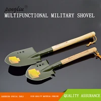 multifunctional camping wooden handle military portable folding shovel survival shovel emergency garden with scale tool gt132