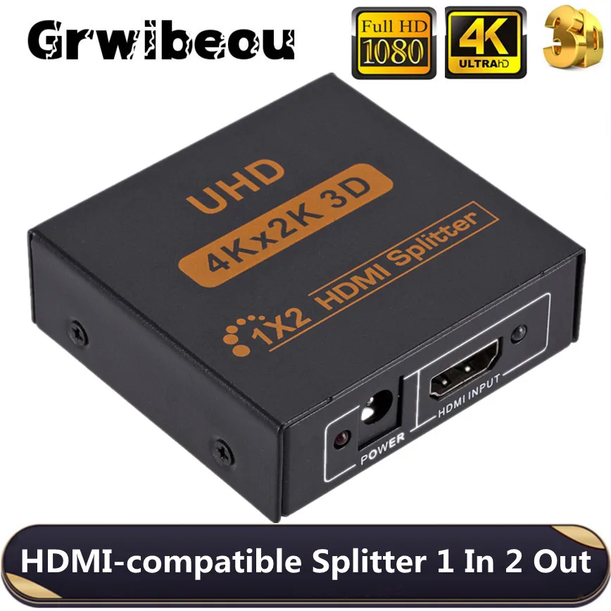 

Grwibeou 4k HDMI-compatible Splitter 1 In 2 Out Full HD 1080p Video HDMI Splitter 1X2 Split 1 in 2 Out For HDTV DVD PS3 Xbox