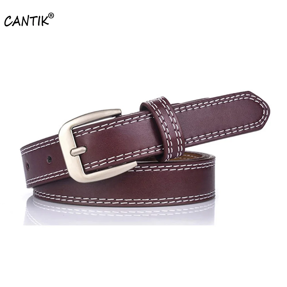 CANTIK Ladies Fashion Alloy Pin Buckles Metal Candy Sweet Accessories for Women Real Genuine Leather Belts 2.3cm Width FCA069