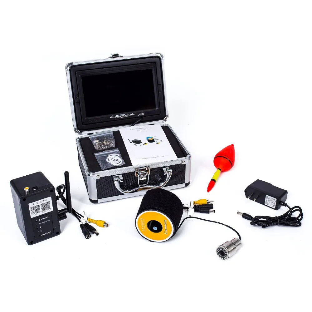 Дешево Поддержка записи видео функция ночного видения 7-дюймовый светодиодный дисплей подводная рыболовная камера с портативным алюминиевым чехл...