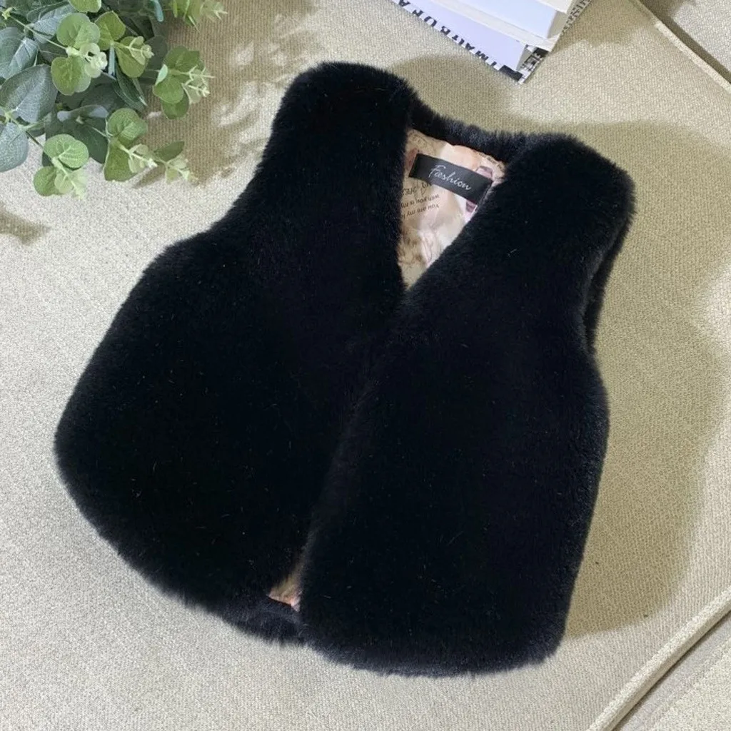 Жилет из искусственного меха детский жилет для маленьких девочек зимнее теплое