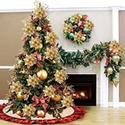 Искусственные Рождественские цветы, искусственные цветы для свадьбы, украшения для рождественской елки, украшения для нового года и свадьбы, 5 шт.