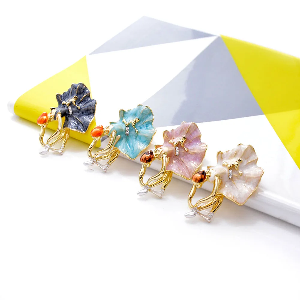 

YoungTulip 5 colors choose Dance girl shape brooches elegant Enamel Slim Lady brooches Rhinestone new arrive coat decorate pins