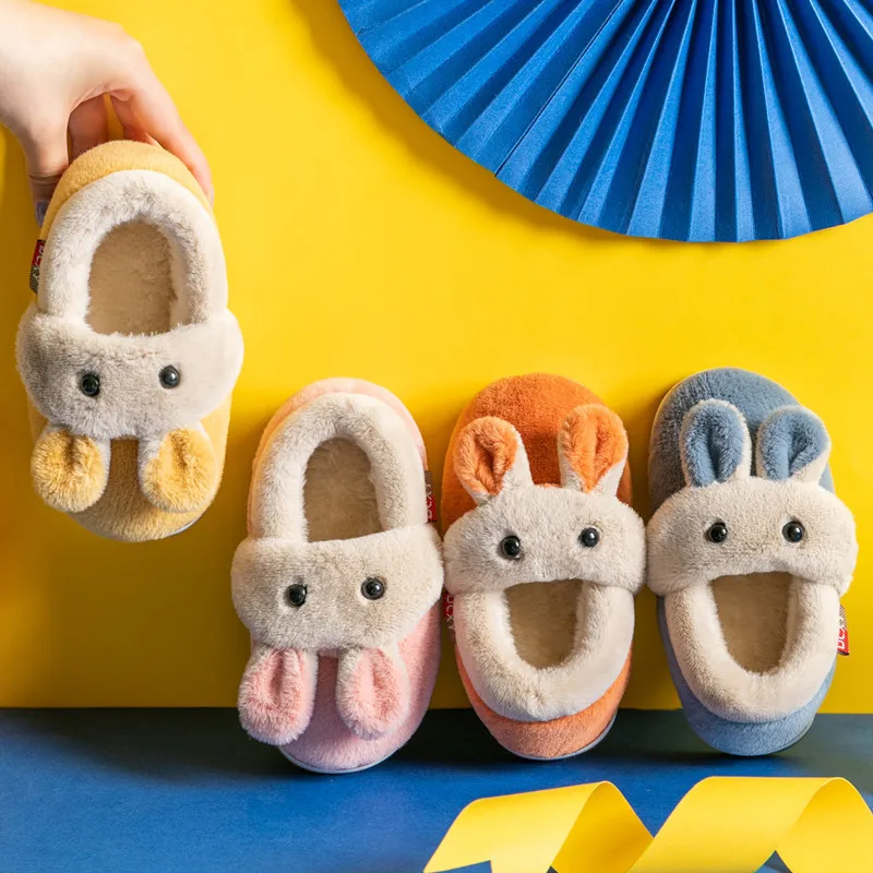 

Children Cotton Shoes Kids Home Slippers Boys And Girls Animal Cute Plush Rabbit Thickening Warm Indoor Shoes