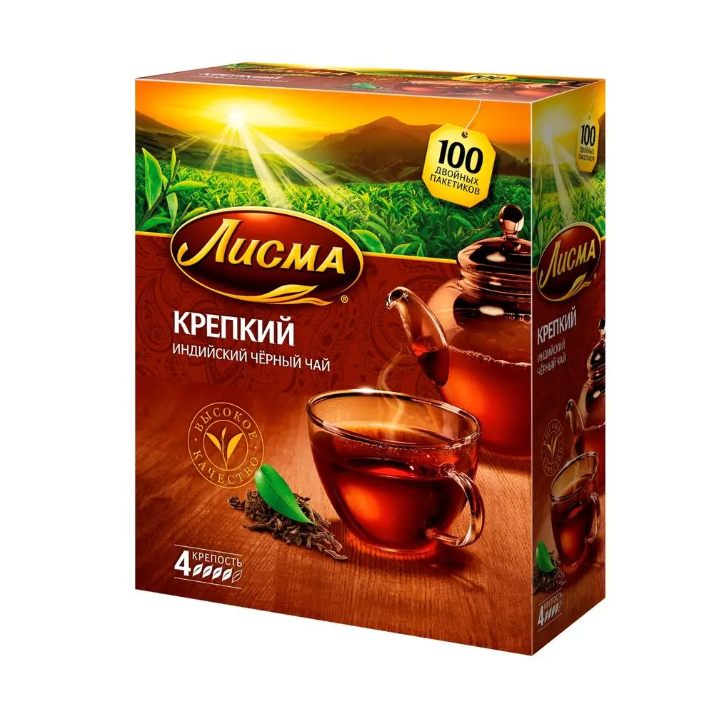 Чай Лисма черный крепкий в пакетиках 100 шт |