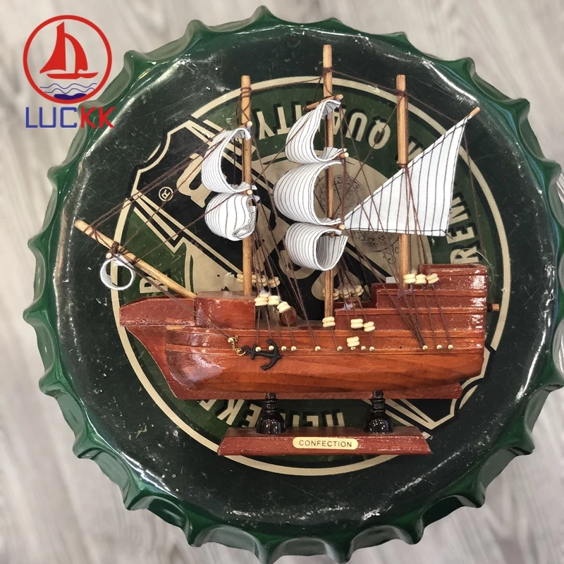 LUCKK 24 см морская ручная работа Ретро Красная деревянная фигурка парусная лодка