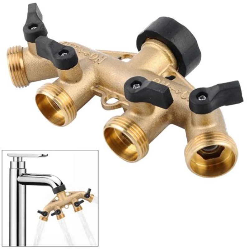 1 шт. Латунь Сад 4 способ разъем для подключения к сплиттер 3/4 шланг коммутатор