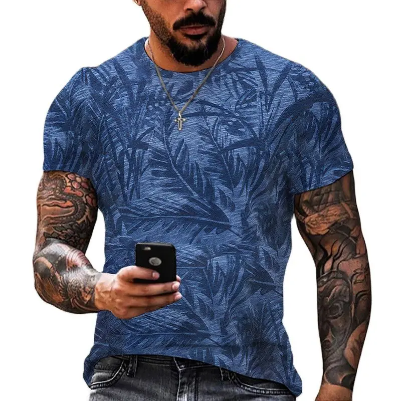 

Men's T-Shirt Hawaiian Style 2021 Round Neck Shirt Casual Wear High Quality 3D Printing Fashion Short Sleeve Top Large Size Tops