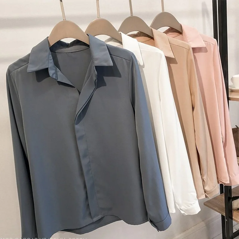 

Women Shirts Blouses Long Sleeve V Neck Chiffon Blouse Tops OL Office Style Blusas Rk