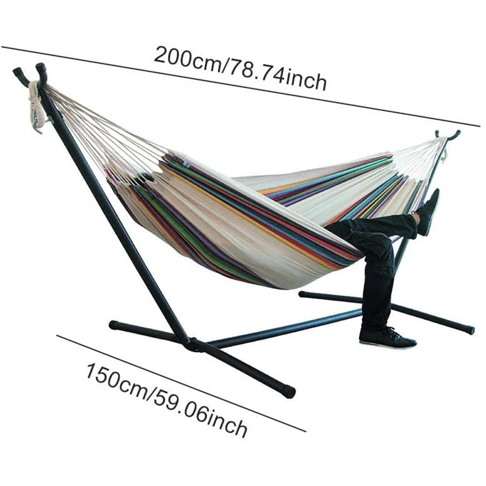 

Outdoor Travel Garden Courtyard Stripe Canvas Hammock Swing Hanging Sleeping Bed