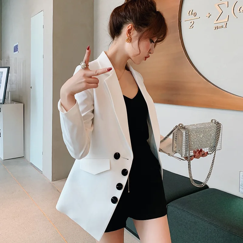 Новый 2019 Осень Корейский Блейзер Женщины Офис Леди Костюм Твердые Модные Костюмы