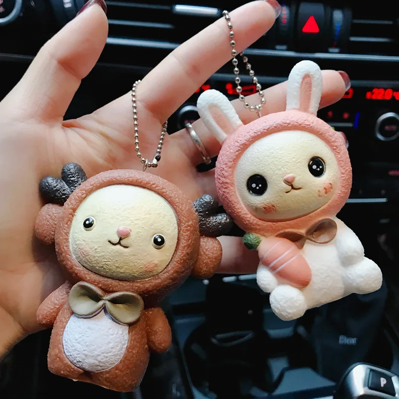 Instagram Корейская розовая девочка Сердце Четыре маленькие вещи панда брелок для