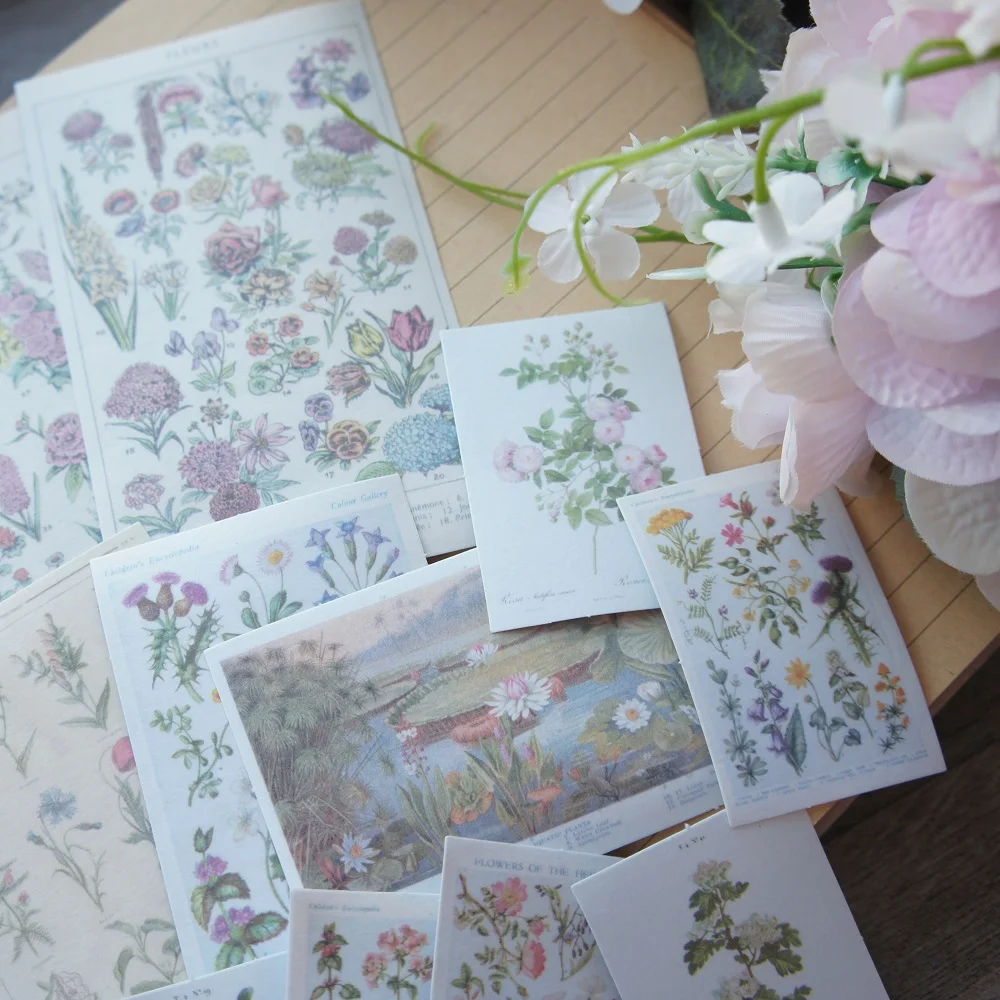 

58pcs Mix Size Herbaceous Plant Illustrations. Style Paper Sticker Scrapbooking DIY Gift Packing Label Decoration Tag