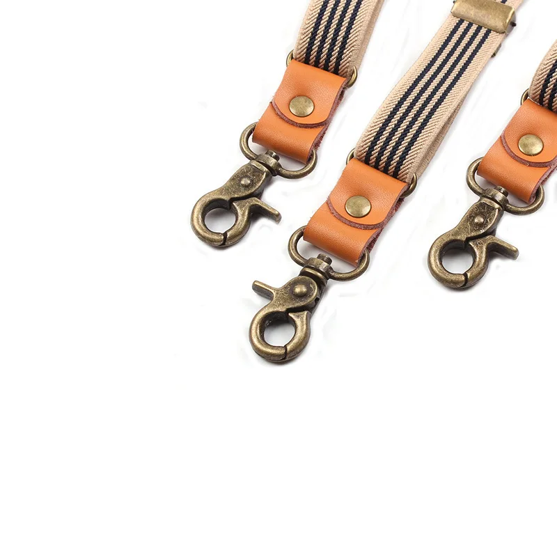 Подтяжки в бежевую полоску и на спину Классические подтяжки с зажимом 3 крючка