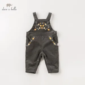 Модные осенние штаны с цветочным рисунком для девочек DBZ11681, широкие детские брюки, комбинезон для младенцев