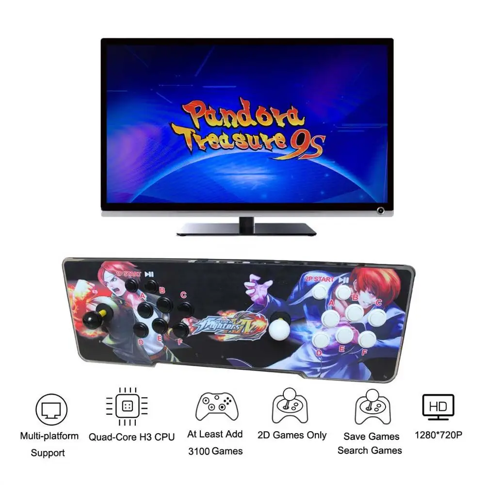 3D Pandora 7 2327 в 1 аркадная видеоигра консоль 1920x1080 Full HD 2 игрока аркадная машина Поддержка TF карты, чтобы добавить больше игр - Цвет: KOF black