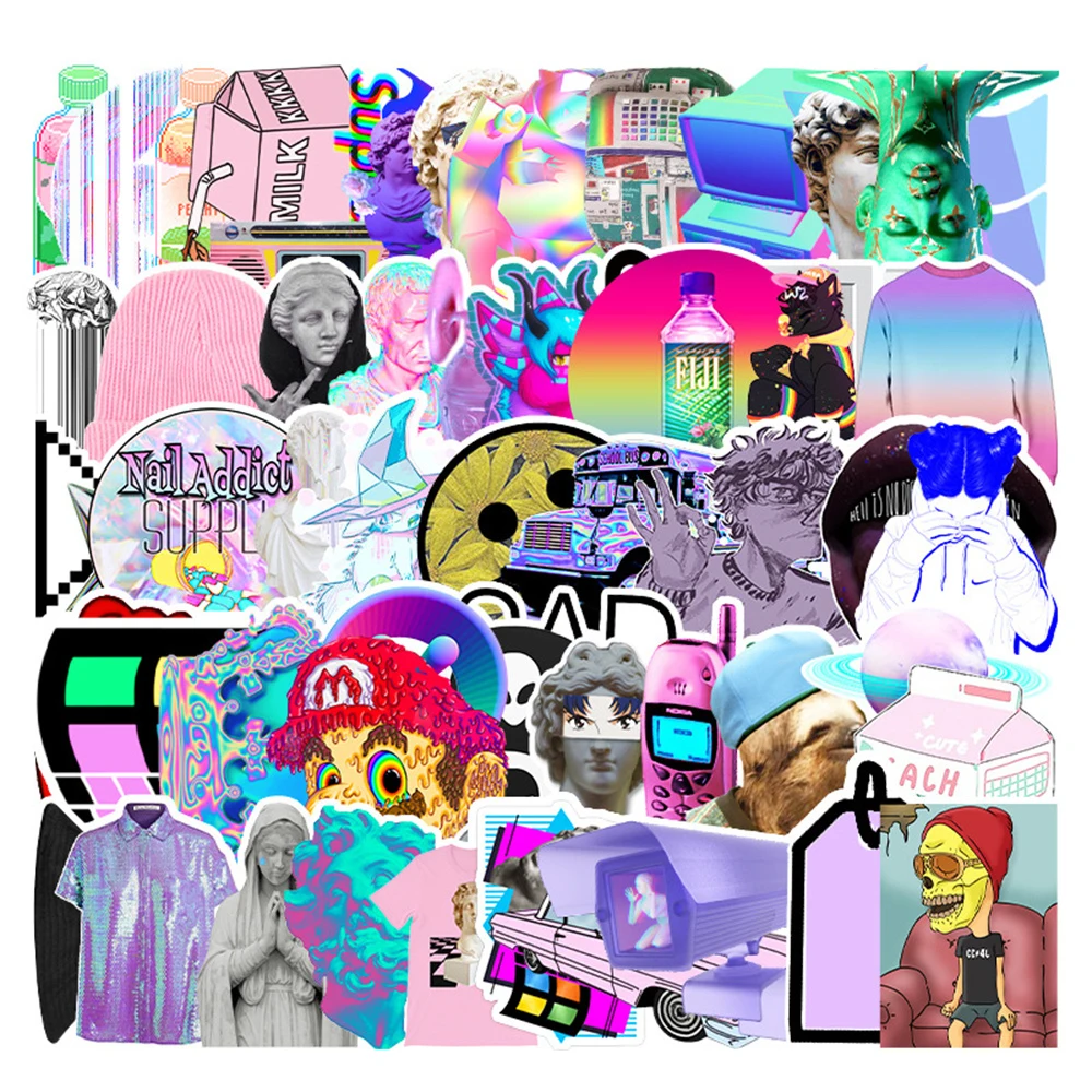 

10/30/50PCS Steam Wave Cartoon Graffiti Stickers Luggage Laptop Car Refrigerator Mobile Phone Decoration Stickers Wholesale