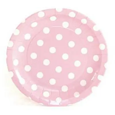 Розовая картонная вечеринка в горошек 8 шт.|Одноразовая посуда для вечеринок| |