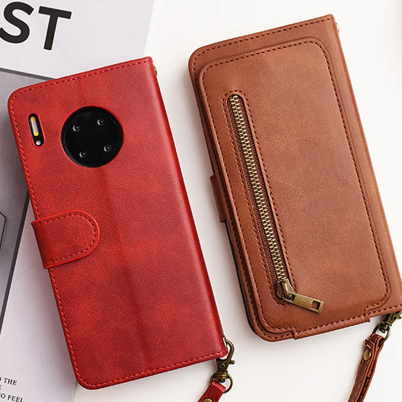 

For Huawei Mate 20 Pro Cases Wallet Card Phone Case for 5G Huawei Mate 30 Pro Cover Plain Pouch with Anti-fall Leather Cases