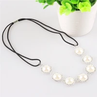 simulated pearl headbands for women luxury rhinestone alloy elastic wedding hair accessories 4i2001