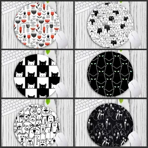 Круглый компьютерный коврик для мыши XGZ с рисунком кота и черной ветки, геймерский коврик для мыши с дополнительным Управлением по краям, коврик для мыши с животными на выбор, коврики для семейного офиса, планшетов