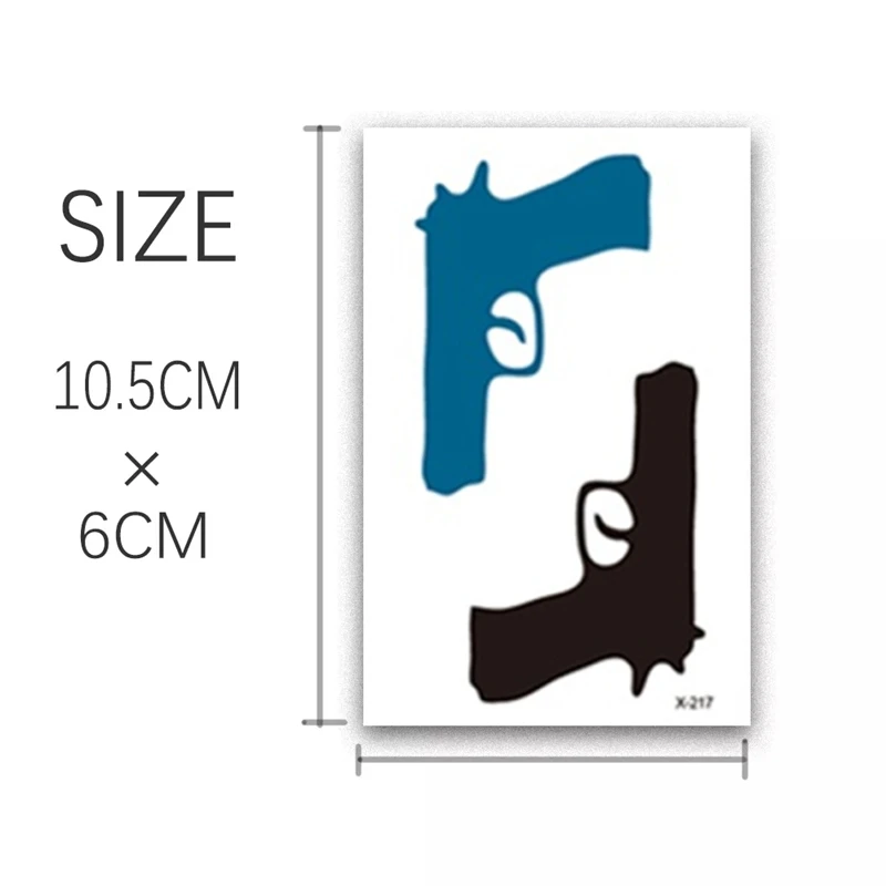 Male And Female Temporary Tattoo Stickers,Flowers,Pistols, Smiley Face False Tattoos,Waterproof And Durable,1 Piece Of 10.5 *6CM