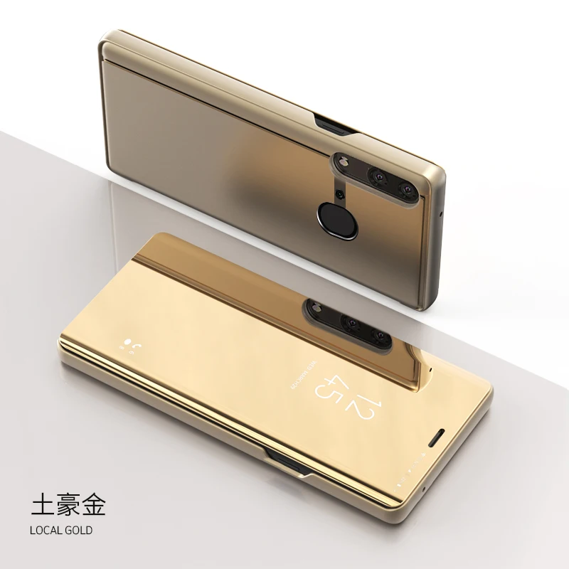 Золотой Для huawei Коврики 20 10 Pro P Smart четкое зеркало заднего вида 360 с подставкой откидной крышкой сенсорный чехол P20 Pro lite чехол - Цвет: Золотой