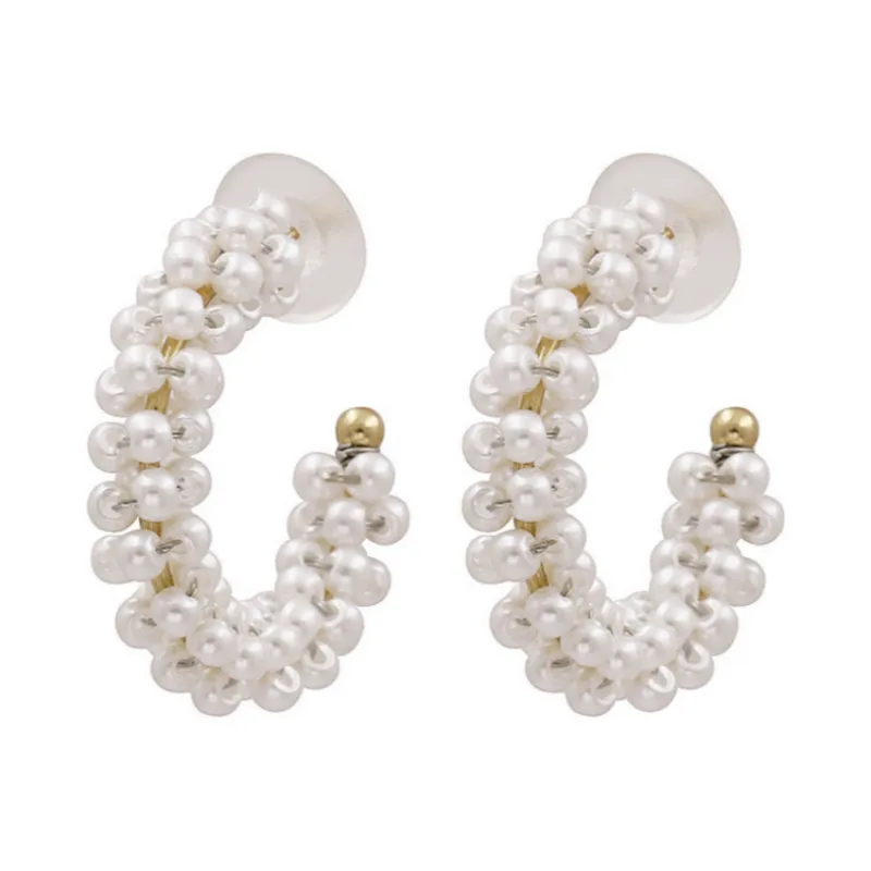 

New 2021 Baroque Retro Temperament C-shaped Pearl Simple Geometric Earrings Female Jewelry