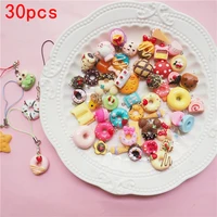 30 pcs mini kawaii mix hars eten charms ketting donut cake ijs hanger voor diy decoratie sleutelhanger charms hars