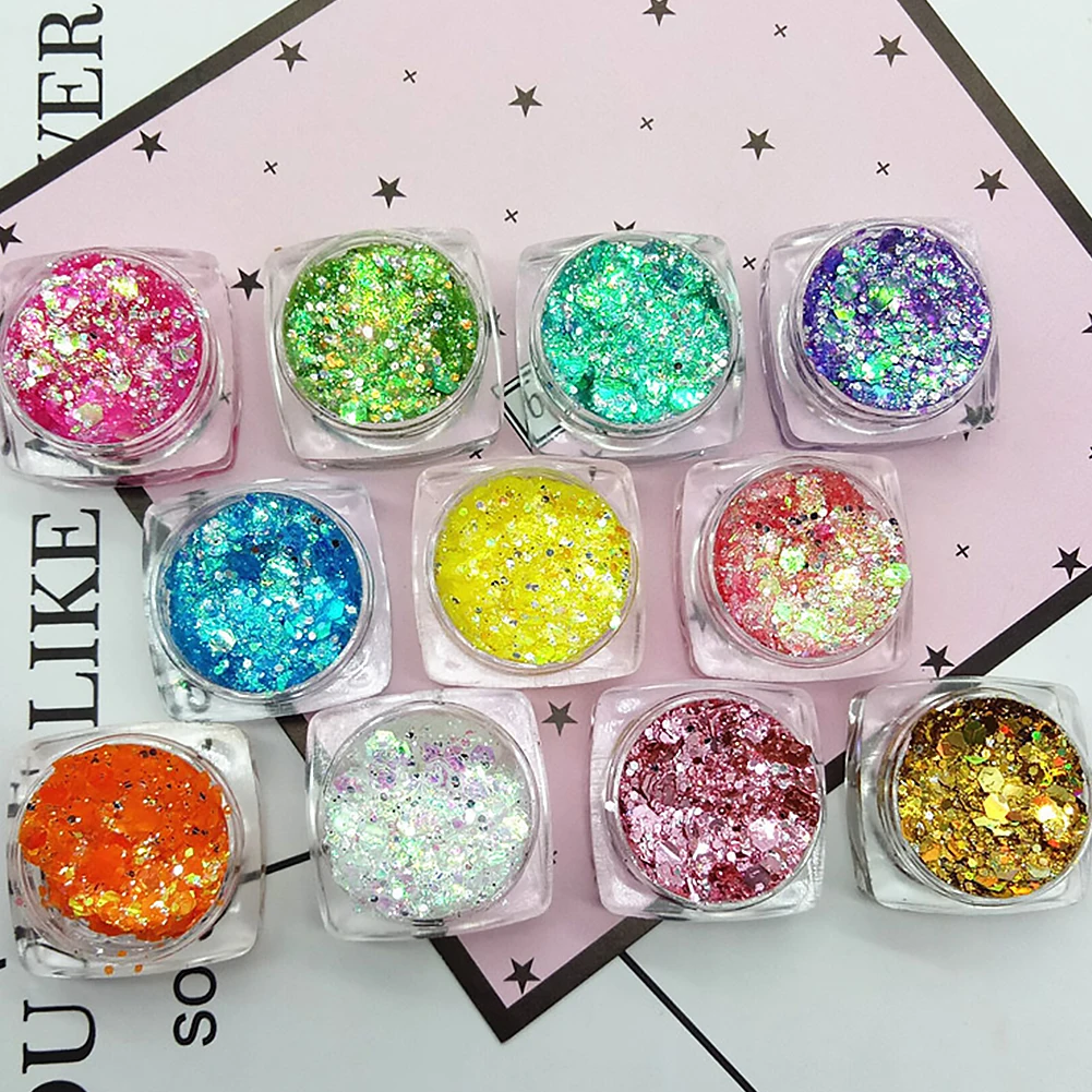 Маникюрные декоративные наконечники Сияющие Блестки макияж блестящий гель