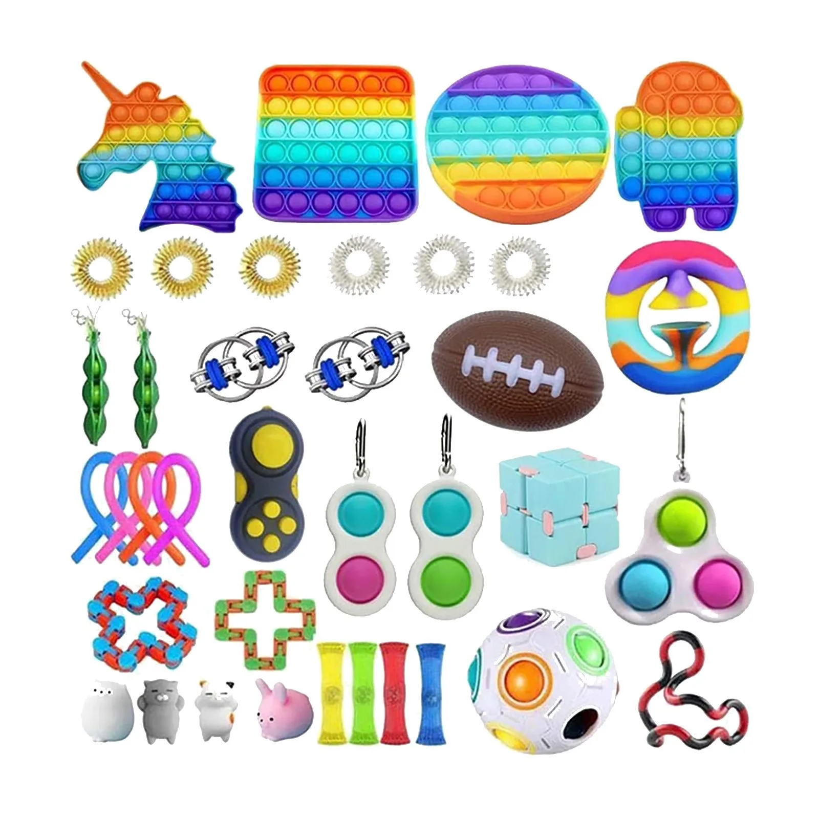 Keyboard Hamburger Fidget Toys Kit Completo Anti Stress Set Anti-anxiety Simple Dimple Antistress Hand Squishy Brinquedos | Игрушки и