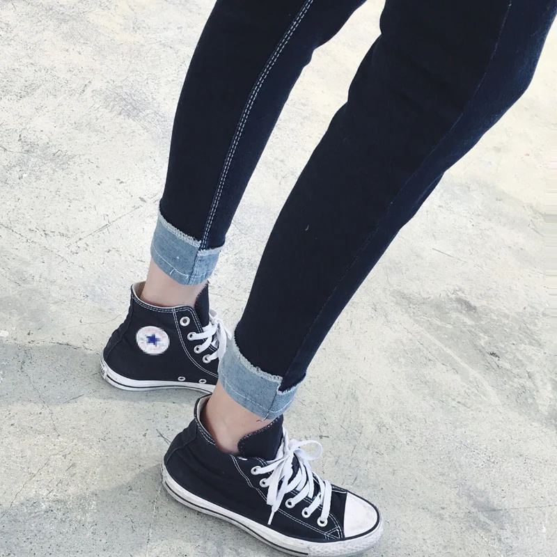 

Trousers Women High Waist Jeans Black Solid Simple All Match Plus Size Womens Korean Style Ulzzang Zipper Fly Casual Skinny Chic