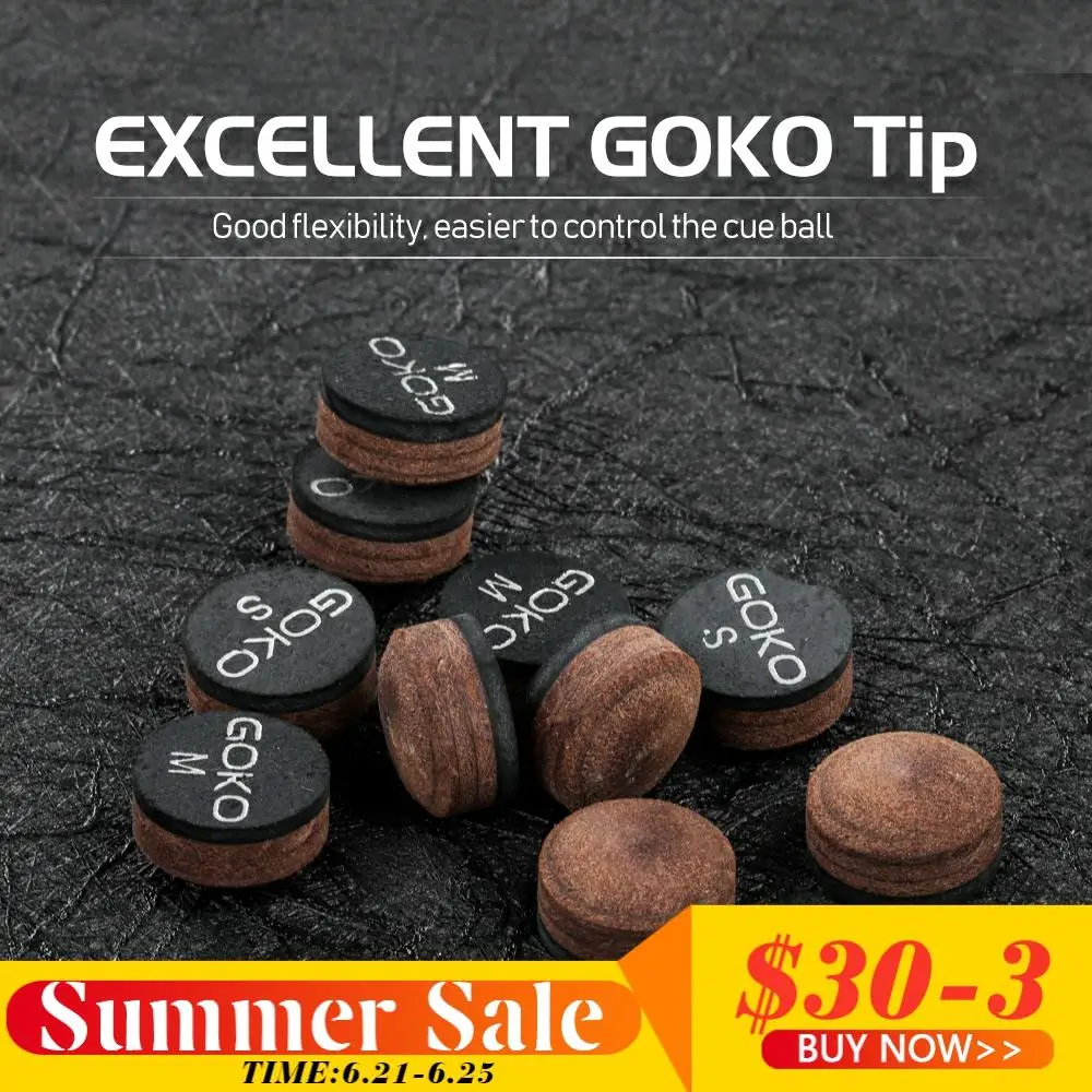 

GOKO Cue Tips Model 3035 S/M/H Snooker Pool Cue Billiard Tip 10/11/11.5/13mm Tip Pig Skin 6-7 Layers Multi-layered Accessories