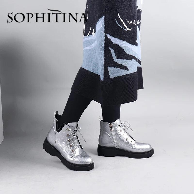 SOPHITINA/Новые сапоги с толстой подошвой на шнуровке Удобная модная цветная зимняя
