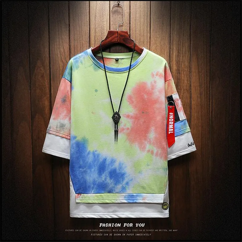 Летнее платье новая мужская плюс Размер тренд с коротким рукавом повседневная