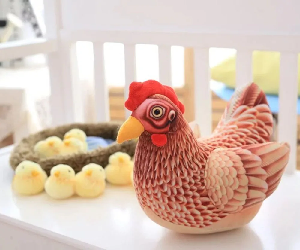 Большой Цыпленок чучело плюшевый петух цыплят и гнездо плюшевое животное с