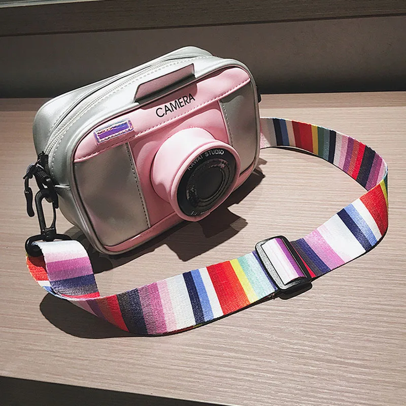 

Brilljoy Camera Shape Rainbow Shoulder Bag Purse Bags for Women Small Personality Pu Leather Messenger Bag Shoulder Girls Clutch