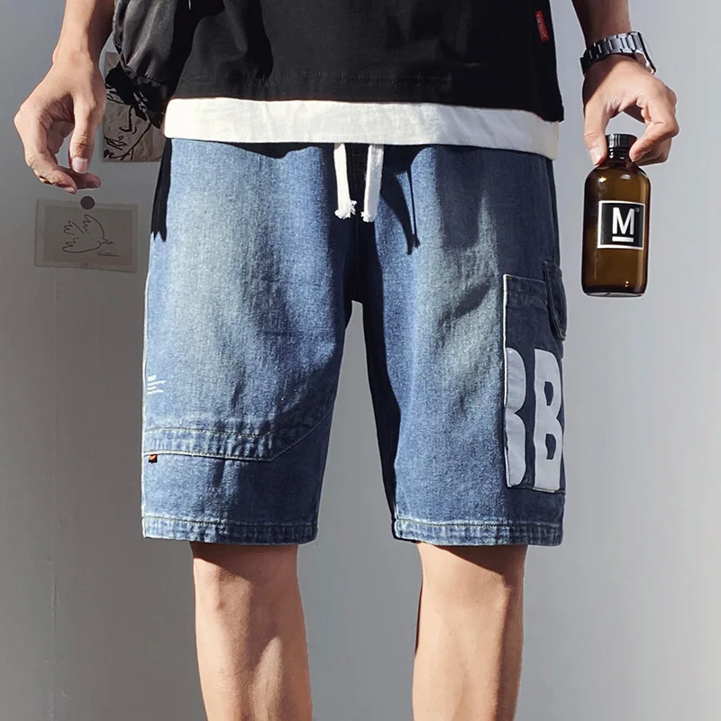 

Denim Shorts Men's Clothing Summer Trend Men's Fashion Leisure Large 5-point Underpants Straight Tube Loose Pants Versatile