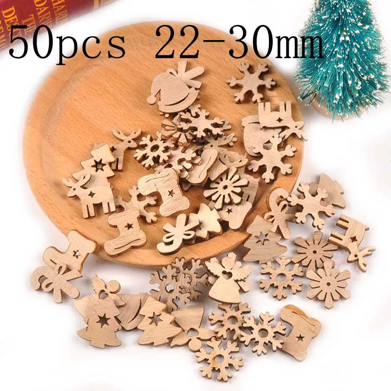 mt2503-50pcs DIY натуральный деревянный чипборд Рождественская елка подвесная подвеска с героем аниме детские подарки снеговик рождественские украшения mt2521 - Цвет: mt2503-50pcs