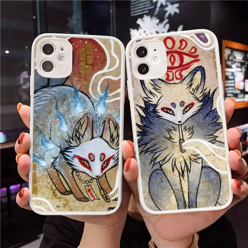 

Japanese Style Anime Fox Phone Case Matte Transparent for iPhone 7 8 11 12 s mini pro X XS XR MAX Plus funda