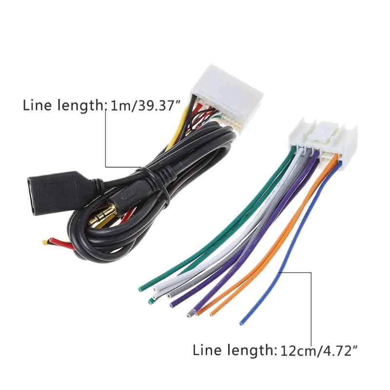

P82B Car Stereo Wiring Harness Adapter Kit With USB&AUX Plug Extension Wire