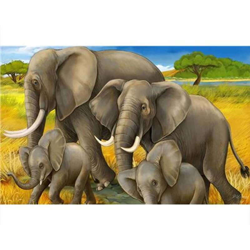 

Paint By Number Elephant Animal HandPainted DIY Christmas Gift Drawing On Canvas Oil Painting Picture Wall Art Home Decoration