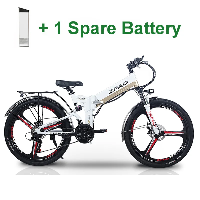 White A Plus Battery KB26 высокое качество складной электрический велосипед, 26 дюймов 350W горный велосипед, 48В, 10.4Ah литий Батарея, 5 Класс с педалью - Цвет: White A Plus Battery