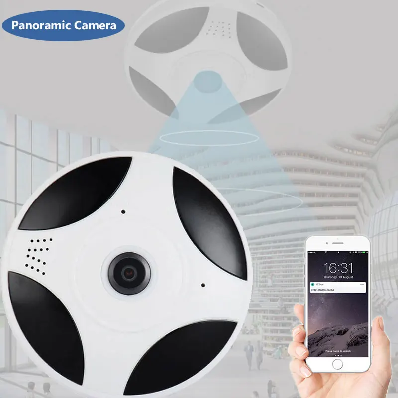 Панорамная камера 1080P Беспроводная 360 широкоугольная рыбий глаз HD объектив для