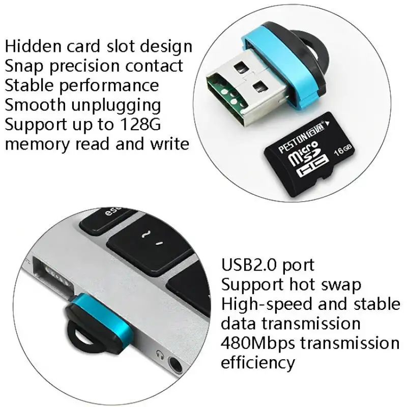 USB 2 0/480 Мбит/с высокоскоростной мини-кардридер для карт памяти TF Micro SD адаптер