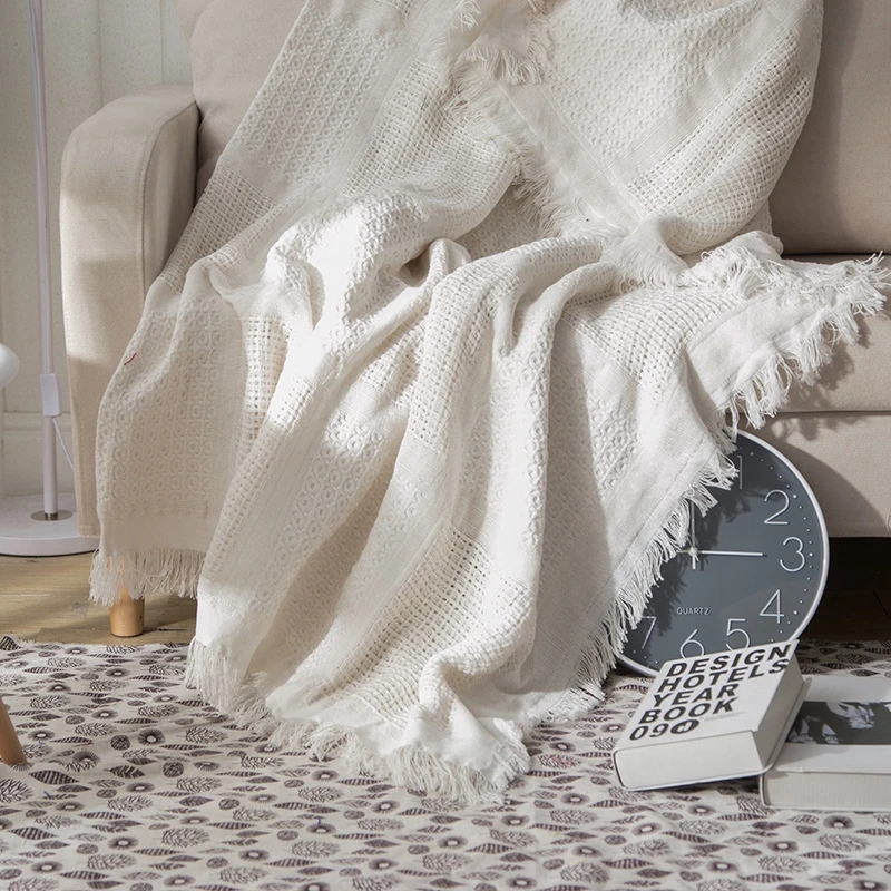 Плед одеяло мягкий ковер для путешествий и кемпинга однотонный белый цвет