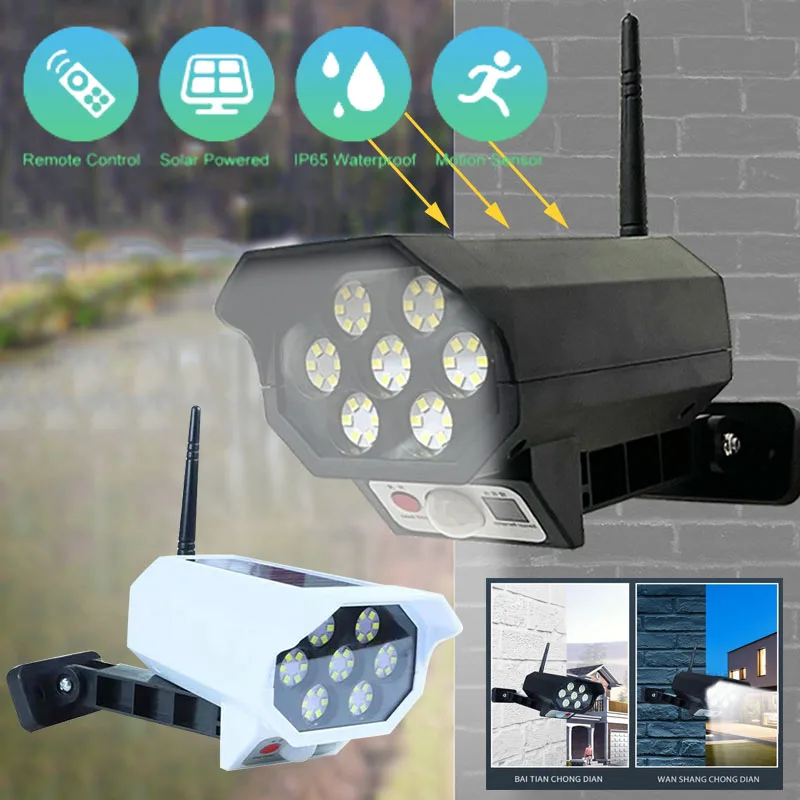 1pc Solar Motion Sensor Light 42LED White Light Security Dummy Camera Outdoor Lamp Waterproof Flood Light For Porches Patios