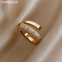 shangzhihua the new 2021 luxury zircon copper adjustable ring is a vintage exquisite unusual jewelry gift accessory for women