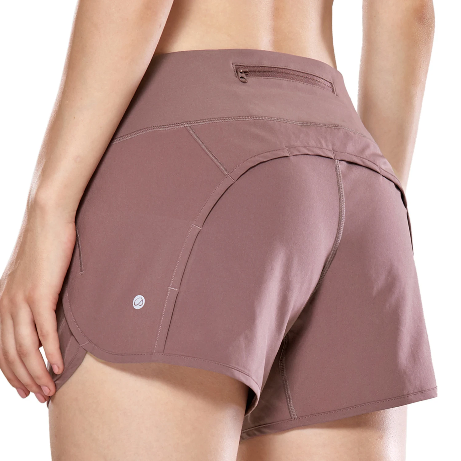 Mauve07 La Isla женские тренировочные спортивные шорты для бега с карманом на молнии-4 дюйма - Цвет: Mauve07